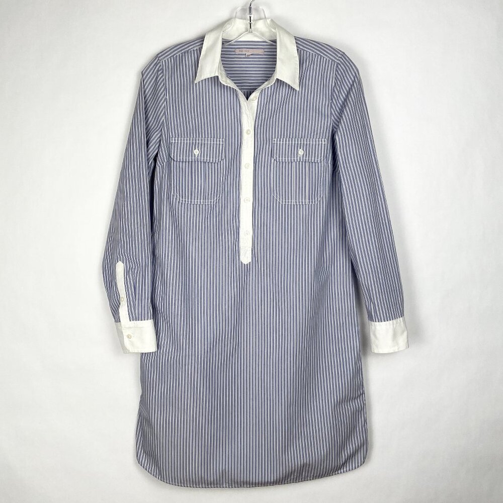 VINTAGE GAP BLUE PINSTRIPE TUNIC SHIRT DRESS OXFORD XS